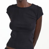 The Baby Tee: Black Pointelle