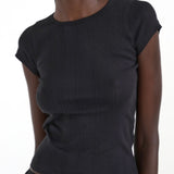 The Baby Tee: Black Pointelle