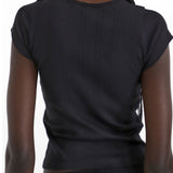 The Baby Tee: Black Pointelle
