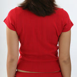 The Baby Tee: Cherry Red Pointelle