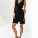 The Bermuda Short: Black Cotton Voile