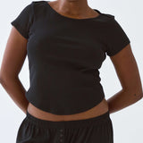 The Rina Tee: Black Cotton Jersey