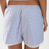 The Boxer: Blue Check French Poplin