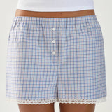 The Boxer: Blue Check French Poplin