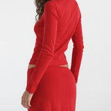 The Cardigan: Cherry Red Pointelle