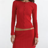 The Cardigan: Cherry Red Pointelle