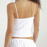 The Long Cami: White Pointelle