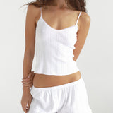 The Long Cami: White Pointelle