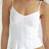 The Long Cami: White Pointelle