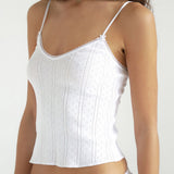 The Long Cami: White Pointelle