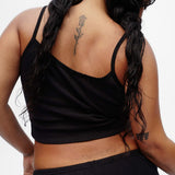 The Crop Picot Tank: Black Pointelle