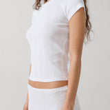 The Baby Tee: White Pointelle