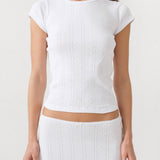 The Baby Tee: White Pointelle