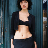 The Crop Cardi: Black Pointelle