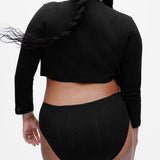 The Crop Cardi: Black Pointelle