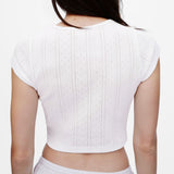 The Crop Baby Tee: White Pointelle