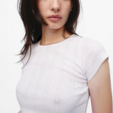 The Crop Baby Tee: White Pointelle