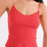 The Long Cami: Cherry Red Pointelle