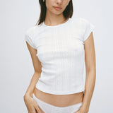 The Baby Tee: White Pointelle