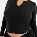 The Henley: Black Pointelle