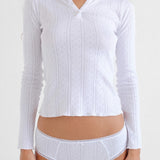 The Henley: White Pointelle