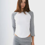 The Raglan: White / Grey Cotton Jersey