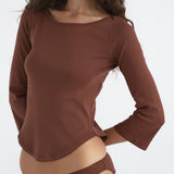 The Rina Long Sleeve: Brown Cotton Jersey