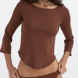 The Rina Long Sleeve: Brown Cotton Jersey