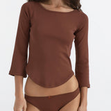 The Rina Long Sleeve: Brown Cotton Jersey