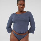 The Rina Long Sleeve: Navy French Stripe Cotton Jersey