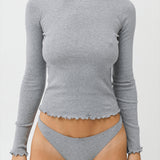 The Frilly Long Sleeve: Grey Cotton Jersey