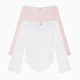 The Rina Long Sleeve: 2-Pack Baby Pink & White Cotton Jersey