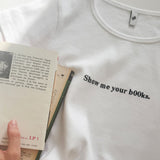 The Books Baby Tee: White Cotton Jersey