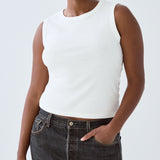 The Muse Tank: White Cotton Jersey