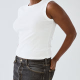 The Muse Tank: White Cotton Jersey